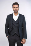 Plain Navy Blue Blazer Vest Set - Wessi