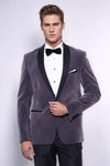Blazer gris oscuro de terciopelo liso | Wessi