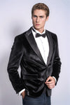 Blazer de terciopelo negro ajustado para hombre para fiesta de graduación - Wessi