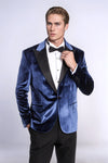 Blazer de terciopelo azul ajustado para hombre para fiesta de graduación - Wessi