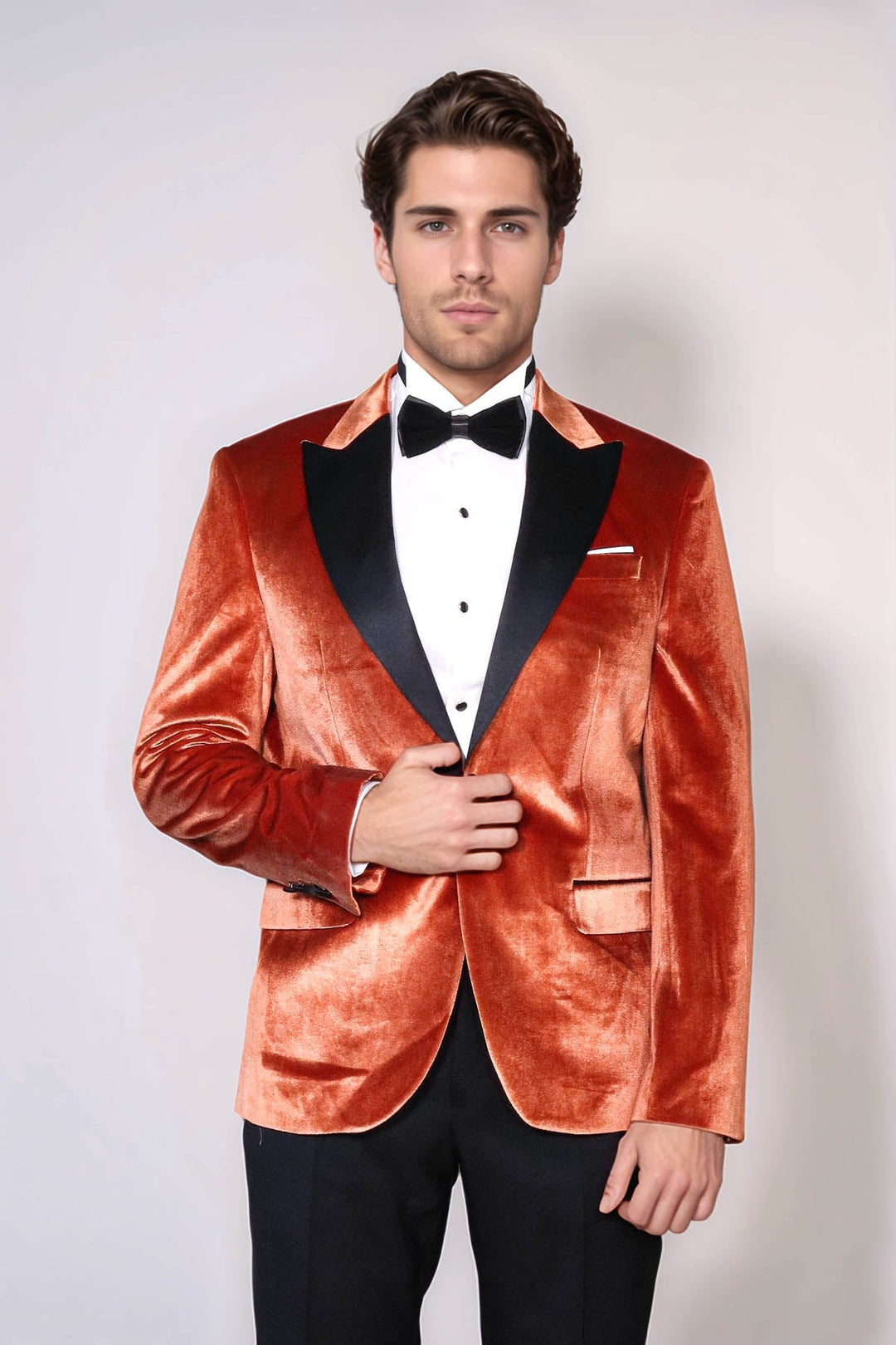 Blazer de terciopelo ajustado con un solo botón para hombre para fiesta de graduación