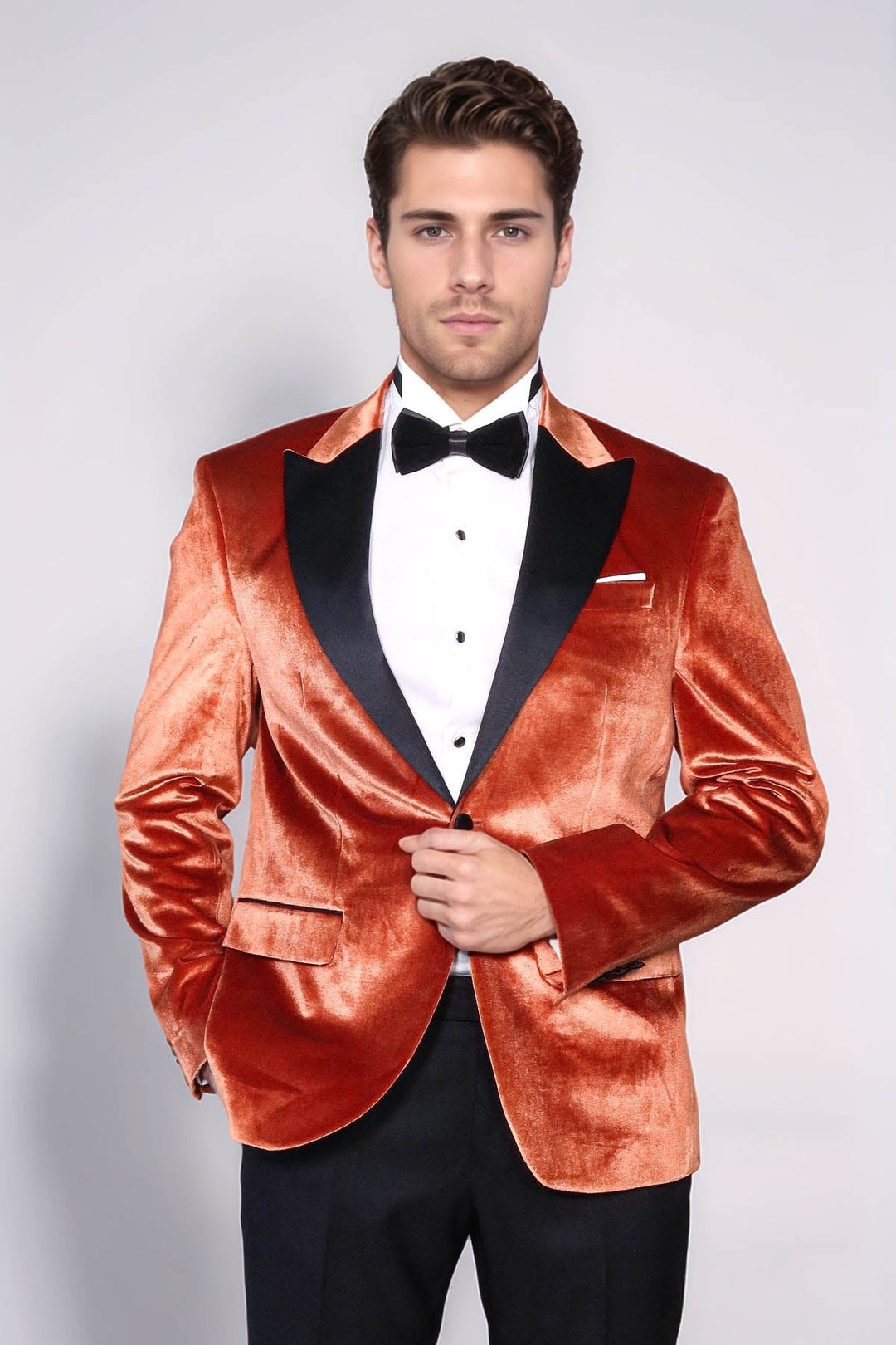 Blazer de terciopelo ajustado con un solo botón para hombre para fiesta de graduación