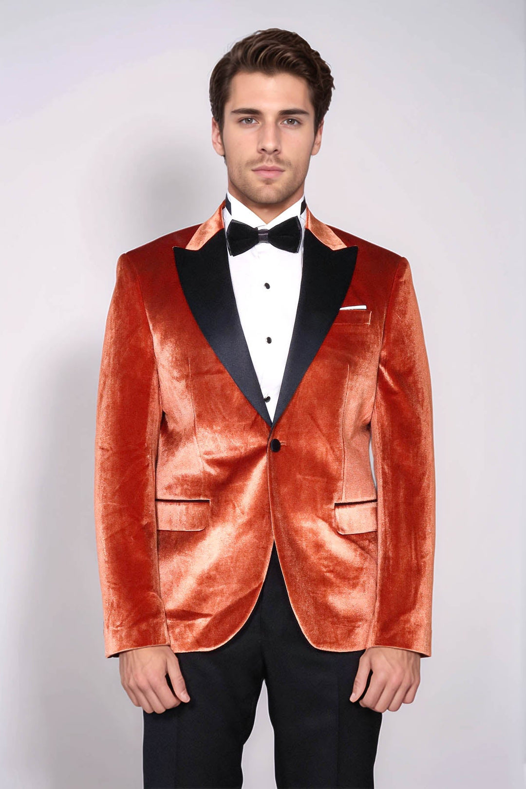 Blazer de terciopelo ajustado con un solo botón para hombre para fiesta de graduación