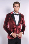 Blazer de terciopelo burdeos ajustado para hombre para fiesta de graduación - Wessi