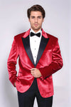 Blazer de terciopelo rojo con solapa de pico para hombre para fiesta de graduación - Wessi