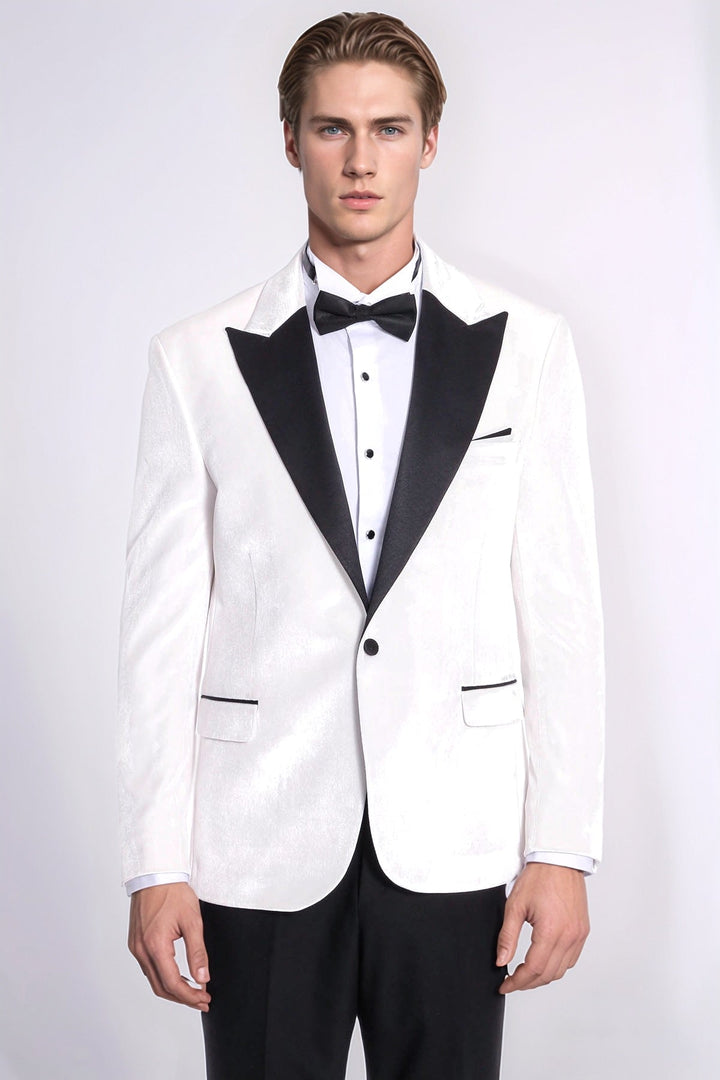 Blazer de terciopelo blanco ajustado para hombre para fiesta de graduación - Wessi