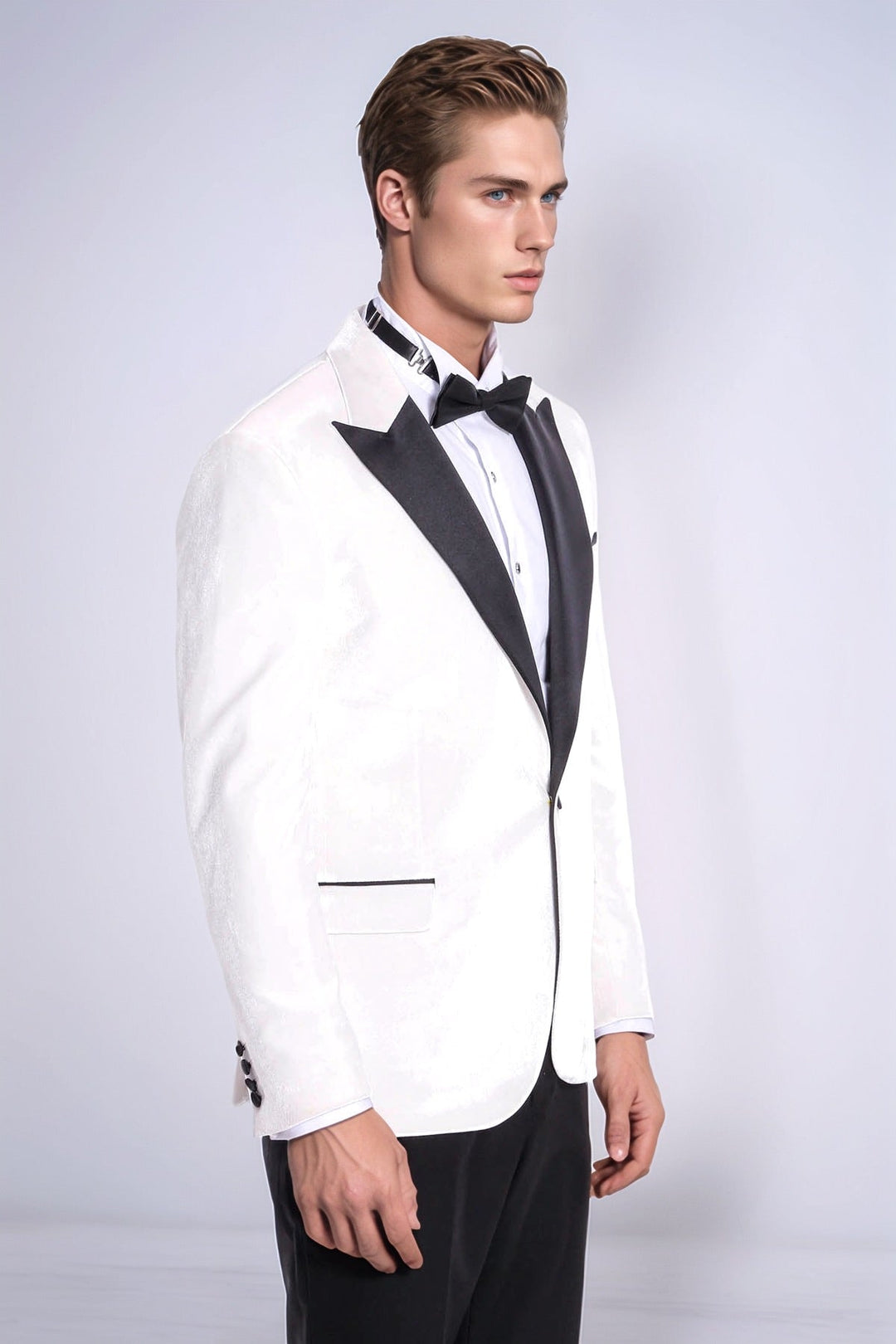 Blazer de terciopelo blanco ajustado para hombre para fiesta de graduación - Wessi