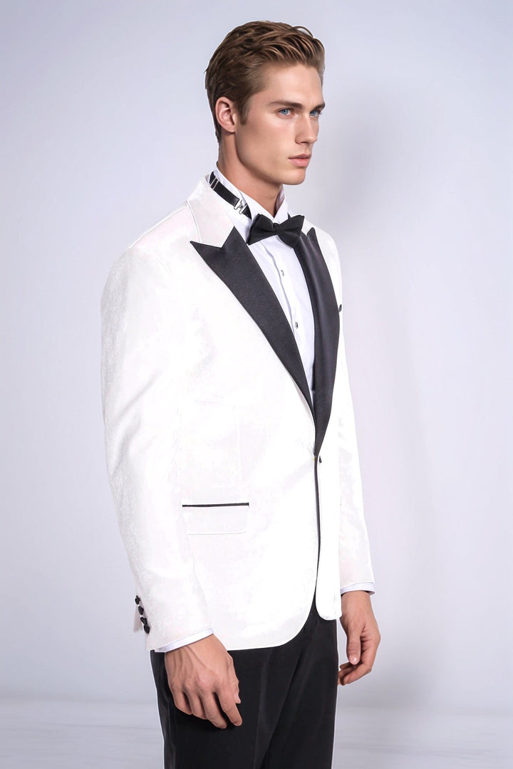 Blazer de terciopelo blanco ajustado para hombre para fiesta de graduación - Wessi