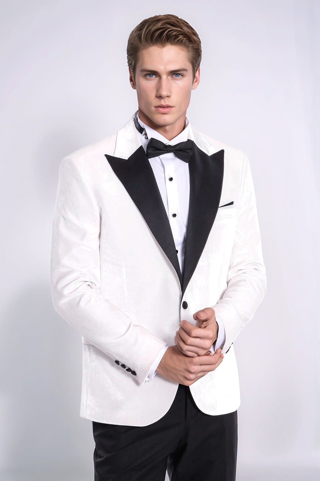 Blazer de terciopelo blanco ajustado para hombre para fiesta de graduación - Wessi