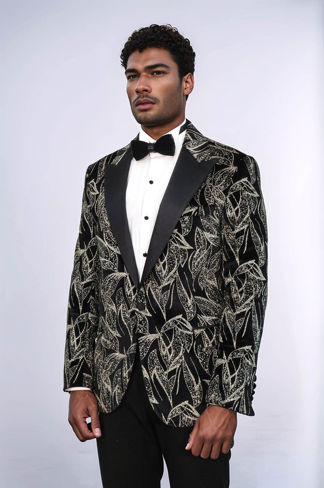 Glittery Slim Fit Black Men Prom Blazer - Wessi