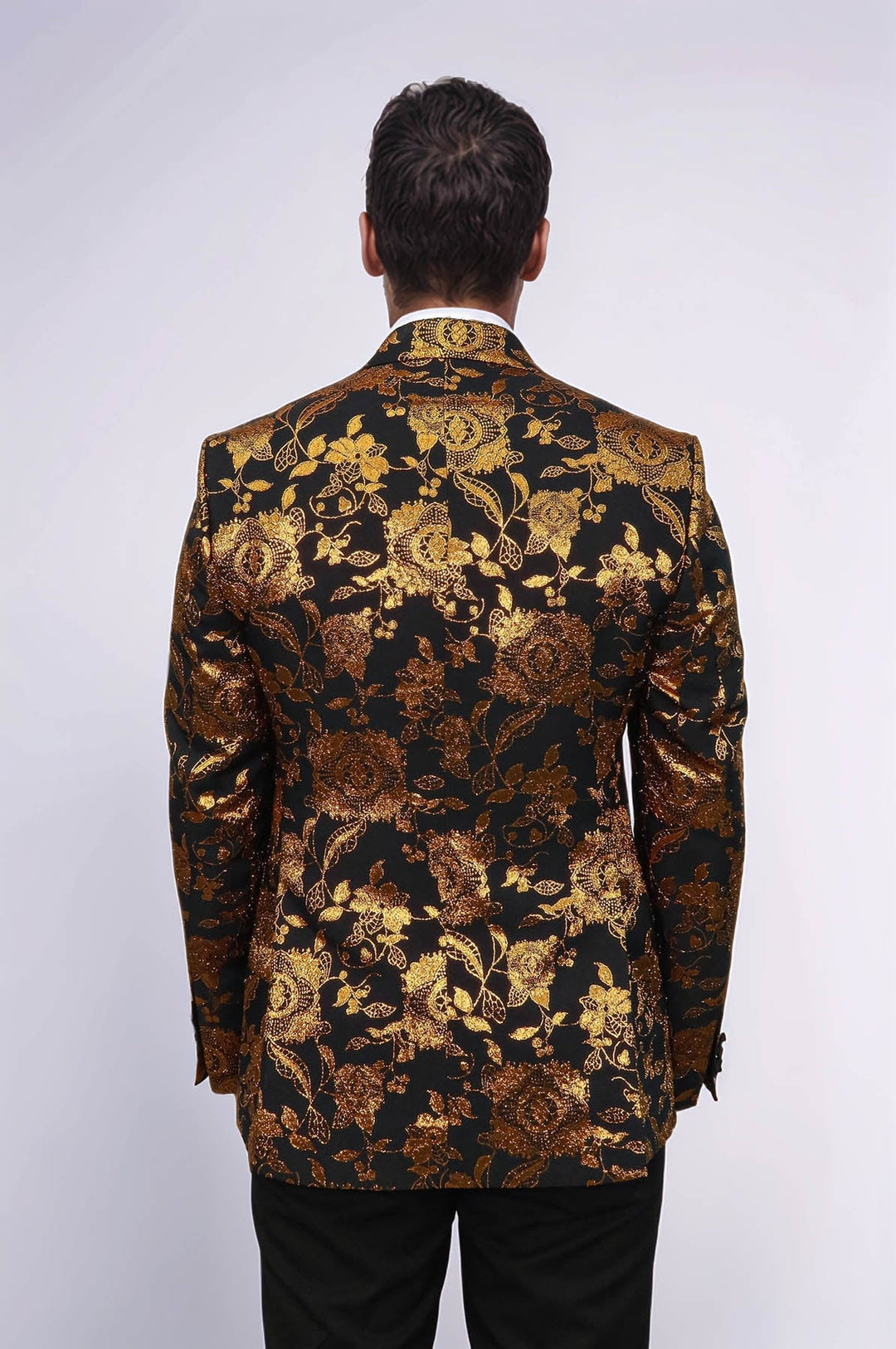 Blazer de fiesta ajustado con estampado floral en amarillo para hombre - Wessi