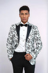 Blazer de fiesta para hombre con solapa de pico y estampado floral en color blanco - Wessi