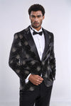 Slim Fit Dot Patterned Black Men Prom Blazer - Wessi