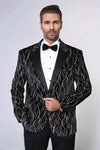Gold Patterned Black Men Prom Blazer - Wessi