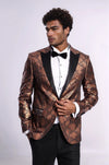 Blazer de fiesta para hombre en color marrón, ajustado y estampado - Wessi