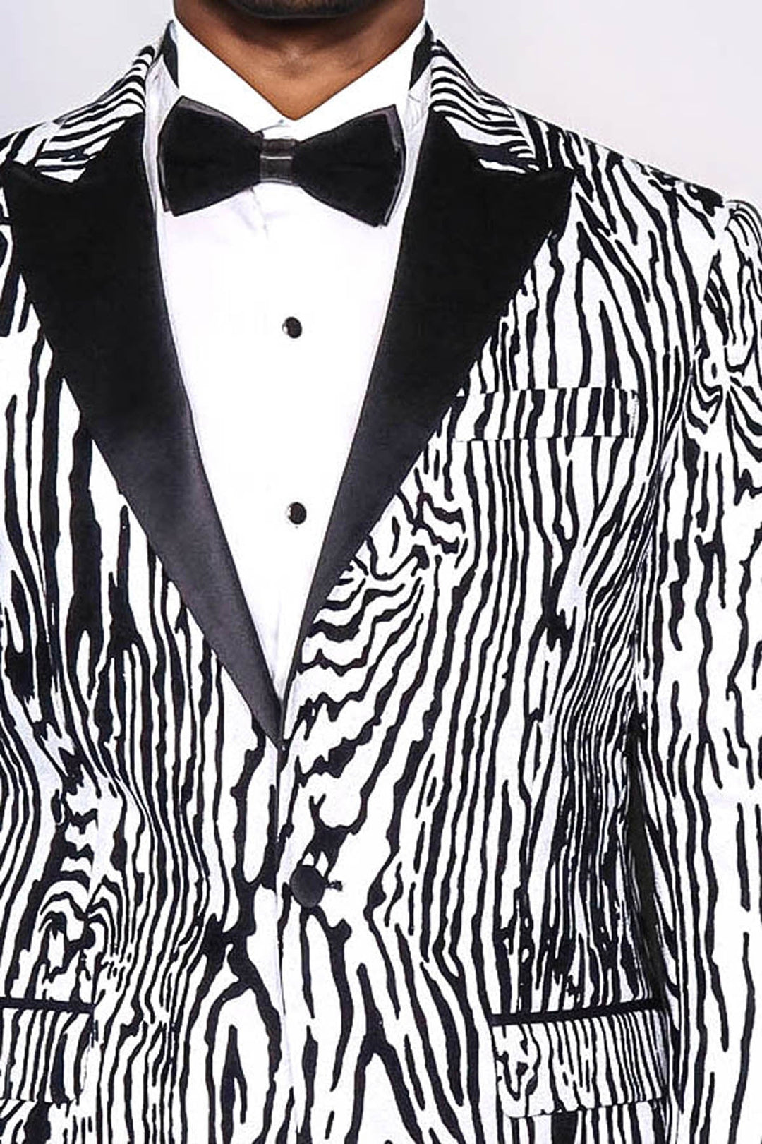 Blazer de fiesta ajustado con estampado de cebra para hombre, color blanco - Wessi