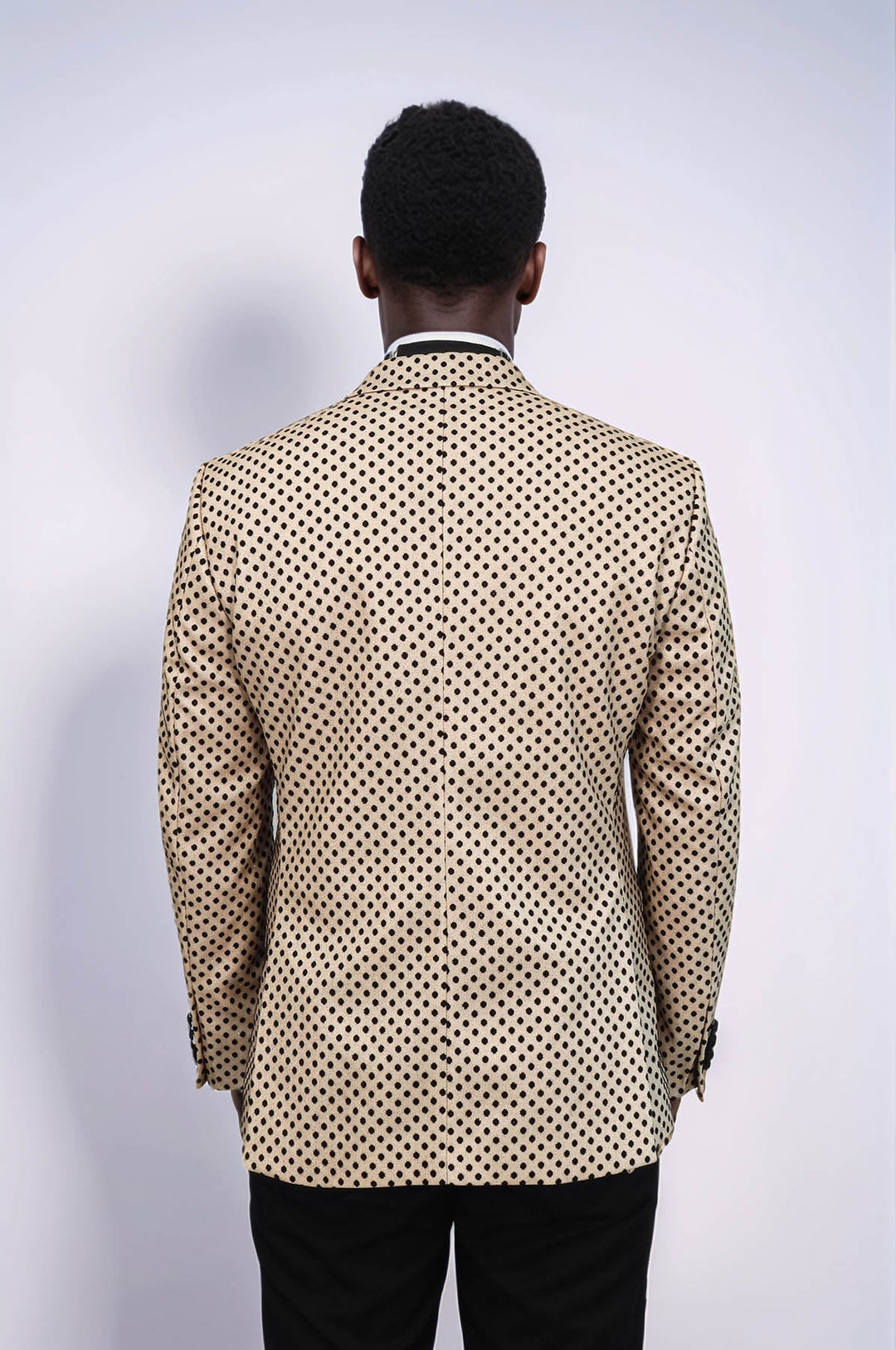 Blazer de fiesta para hombre en color crema con estampado de lunares y lentejuelas - Wessi