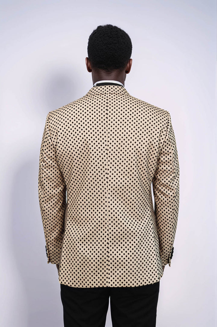 Blazer de fiesta para hombre en color crema con estampado de lunares y lentejuelas - Wessi