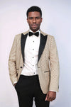 Sequin Dot Patterned Cream Men Prom Blazer - Wessi