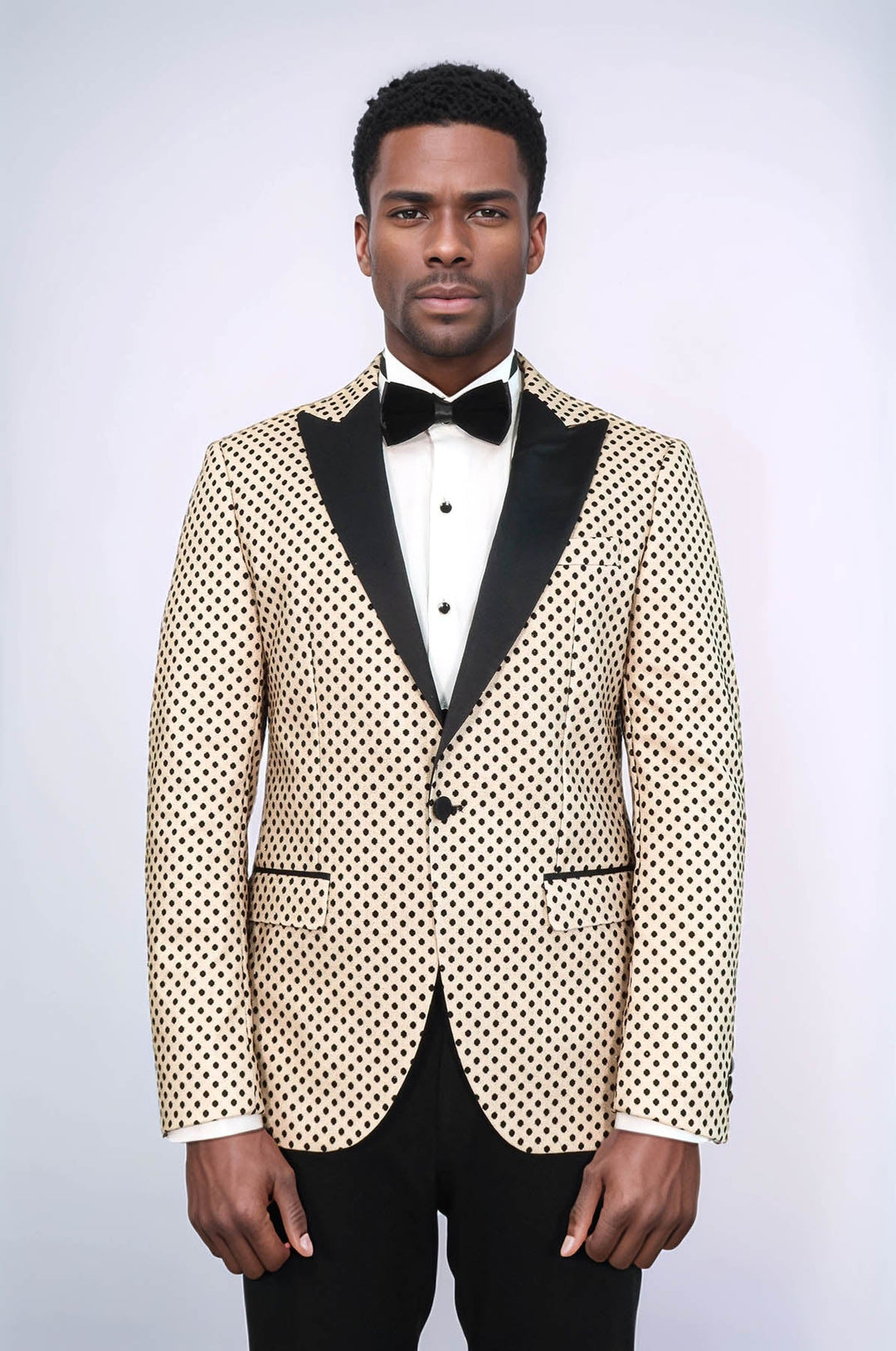 Blazer de fiesta para hombre en color crema con estampado de lunares y lentejuelas - Wessi