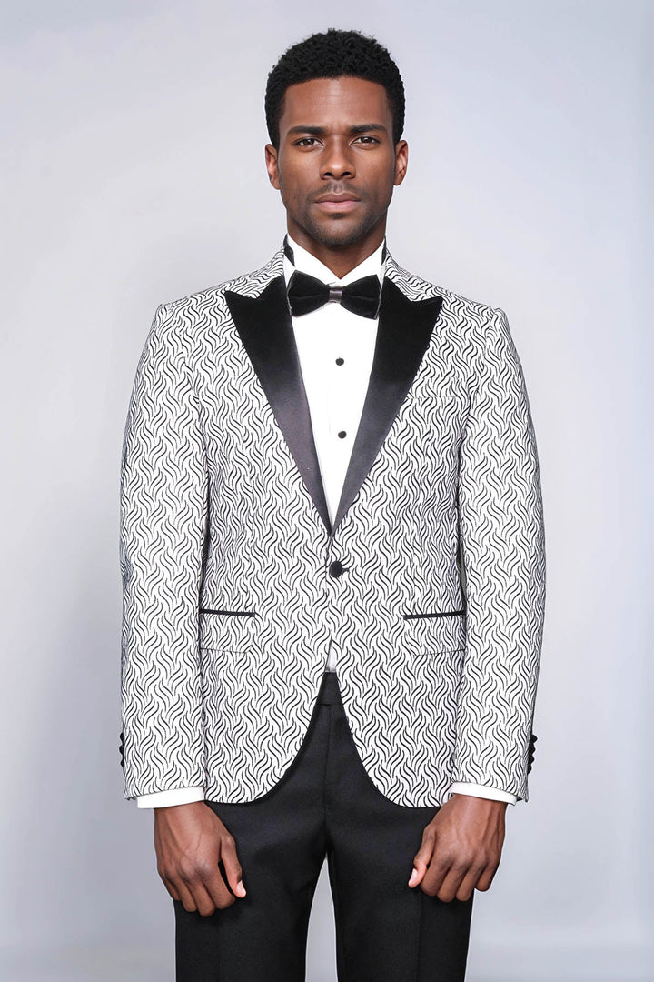 Blazer de fiesta para hombre blanco con estampado brillante - Wessi