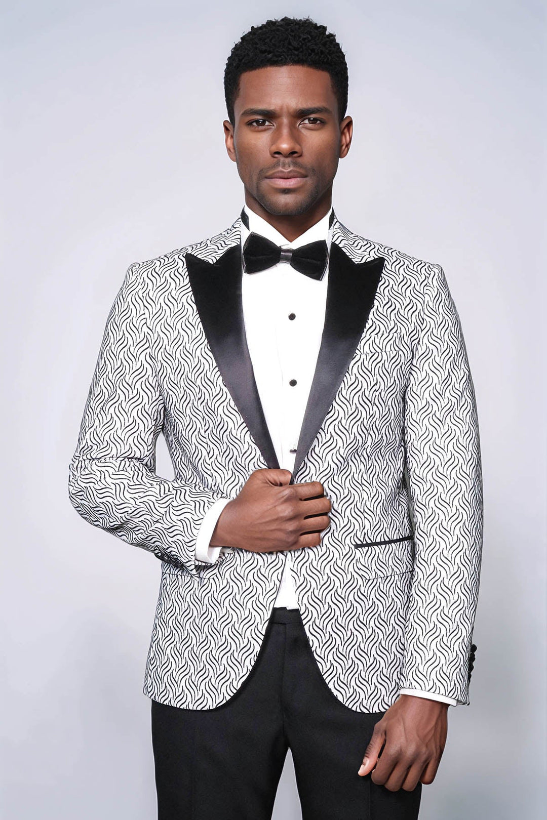 Blazer de fiesta para hombre blanco con estampado brillante - Wessi