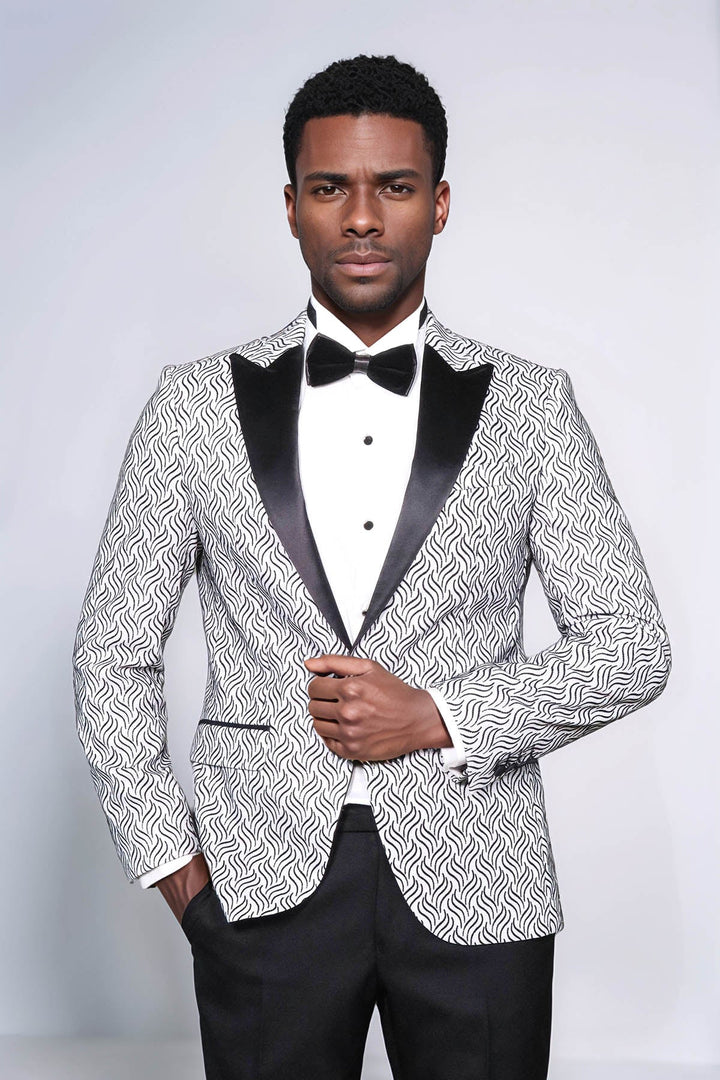 Blazer de fiesta para hombre blanco con estampado brillante - Wessi