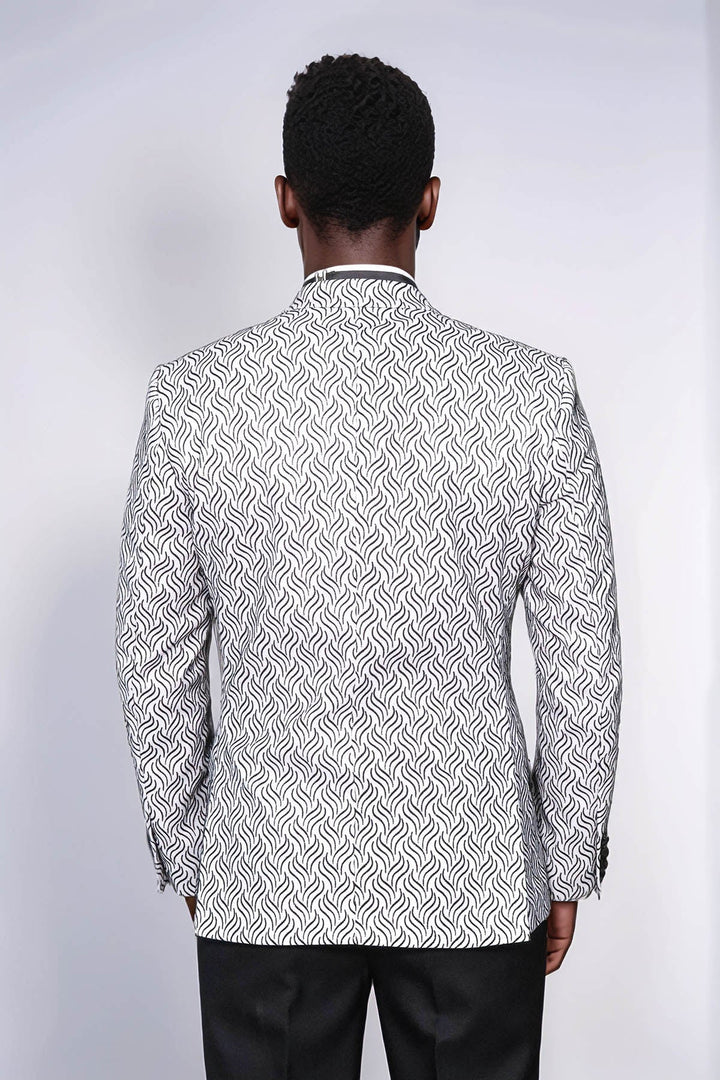 Blazer de fiesta para hombre blanco con estampado brillante - Wessi