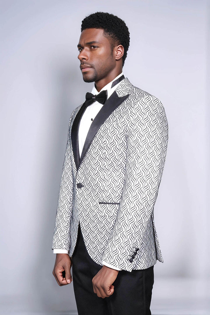 Blazer de fiesta para hombre blanco con estampado brillante - Wessi
