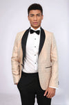 Pentagon Patterned Shawl Lapel Cream Men Prom Blazer - Wessi