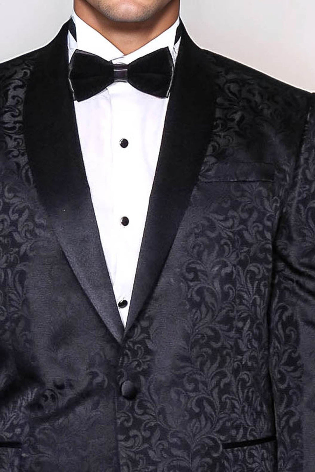 Shawl Lapel Floral Patterned Black Men Prom Blazer - Wessi