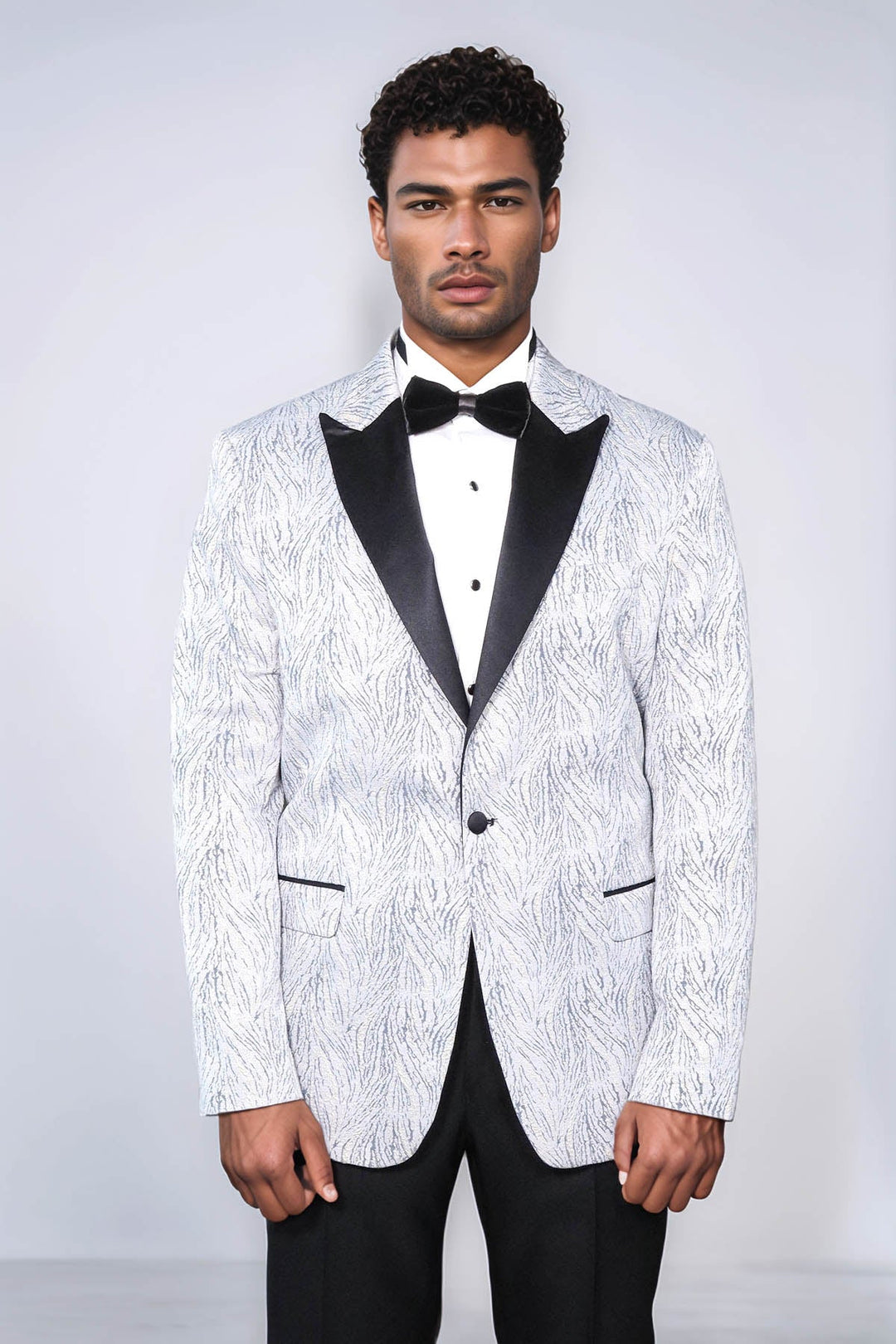 Blazer de fiesta para hombre en azul claro con estampado brillante - Wessi