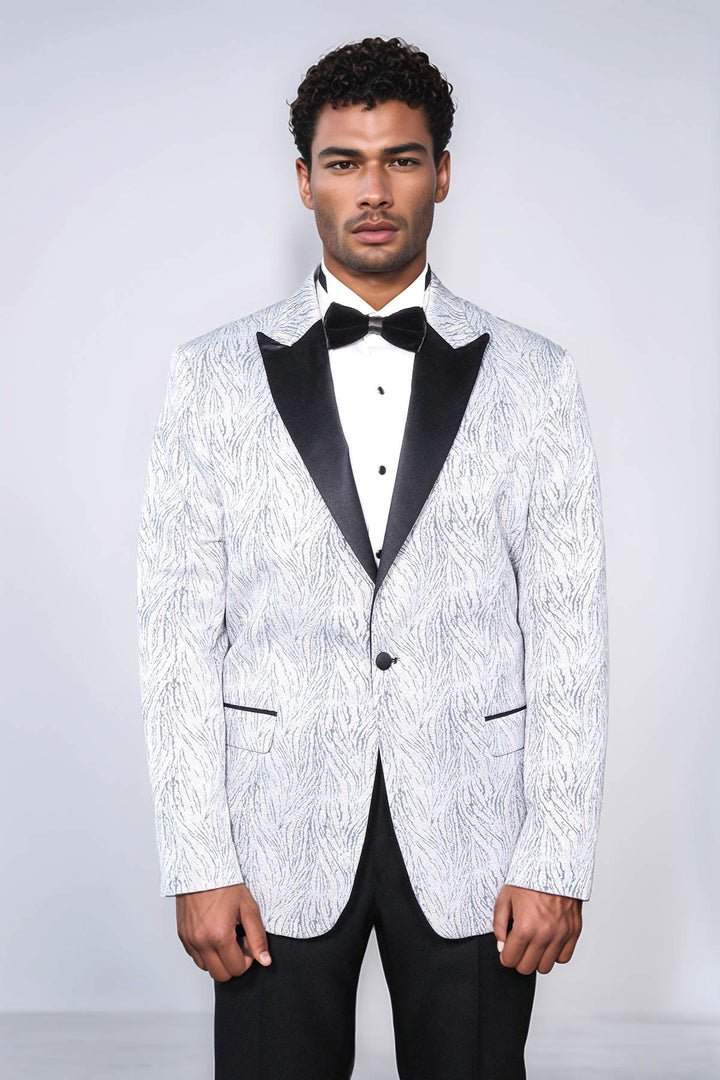 Blazer de fiesta para hombre en azul claro con estampado brillante - Wessi