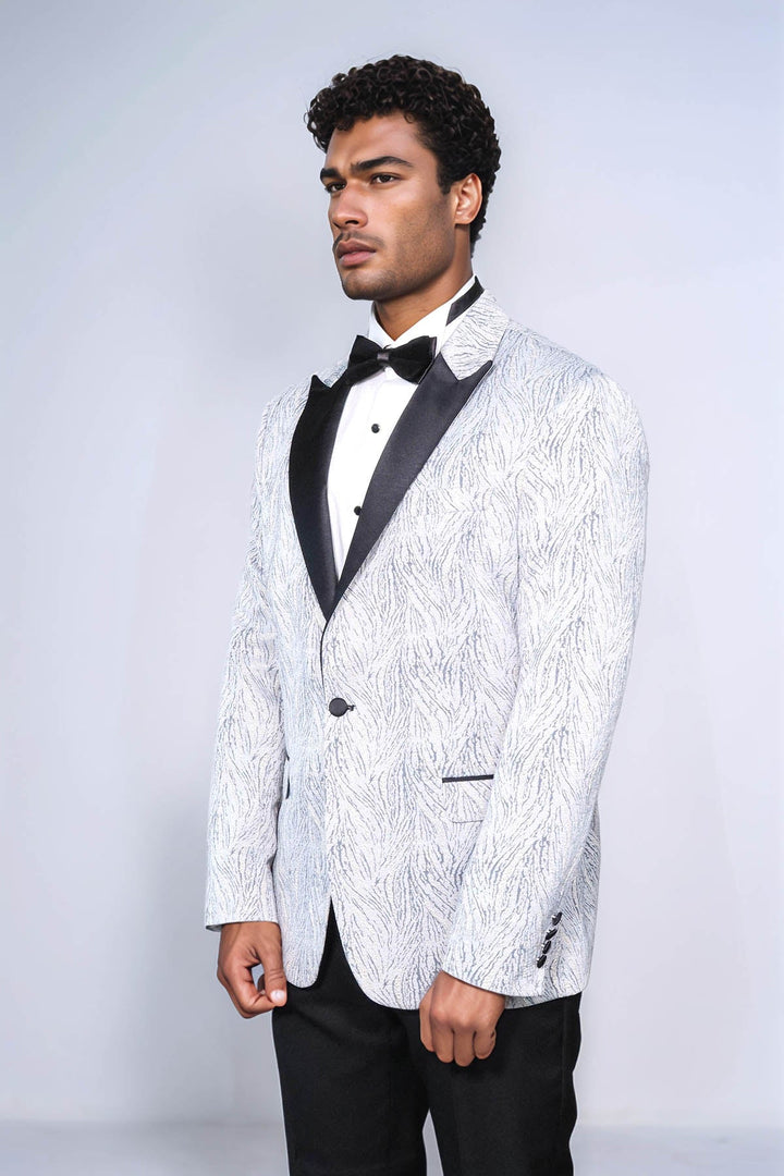 Blazer de fiesta para hombre en azul claro con estampado brillante - Wessi