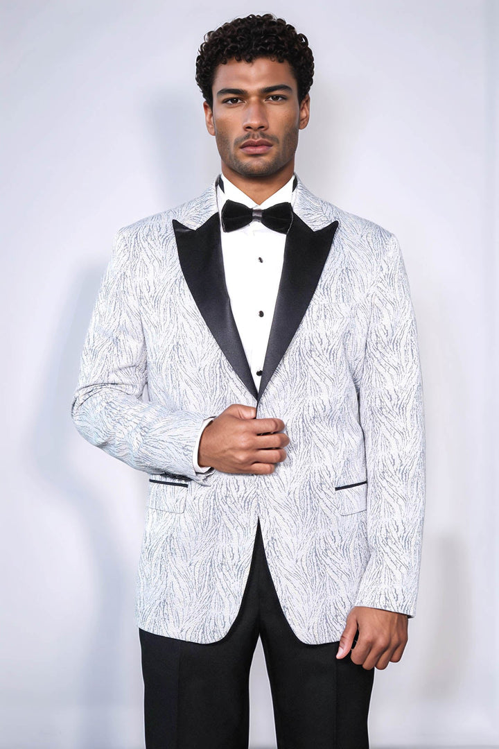 Blazer de fiesta para hombre en azul claro con estampado brillante - Wessi