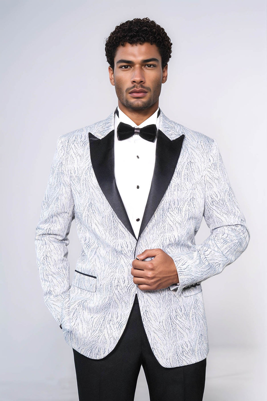 Blazer de fiesta para hombre en azul claro con estampado brillante - Wessi