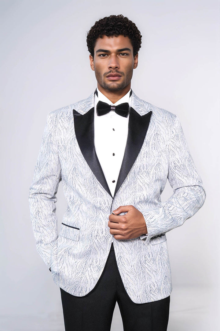 Blazer de fiesta para hombre en azul claro con estampado brillante - Wessi