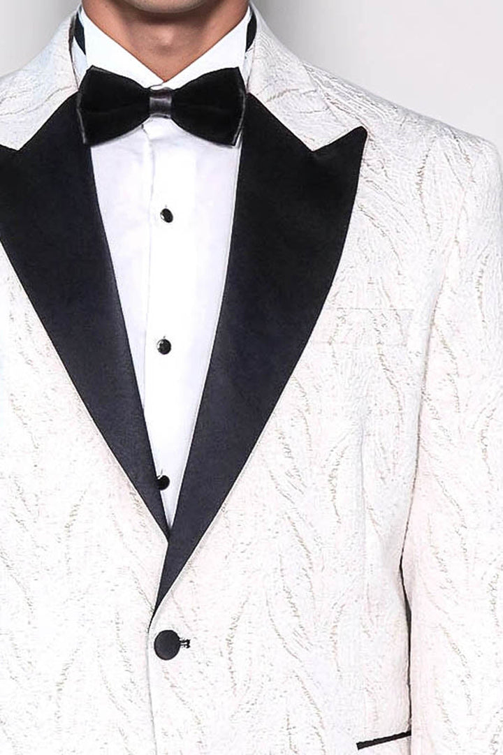 Blazer de fiesta para hombre blanco brillante con estampado - Wessi