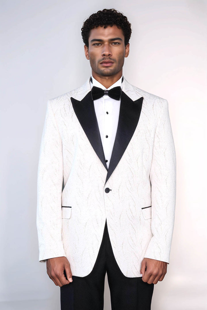 Blazer de fiesta para hombre blanco brillante con estampado - Wessi