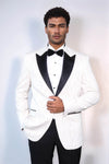 Blazer de fiesta para hombre blanco brillante con estampado - Wessi