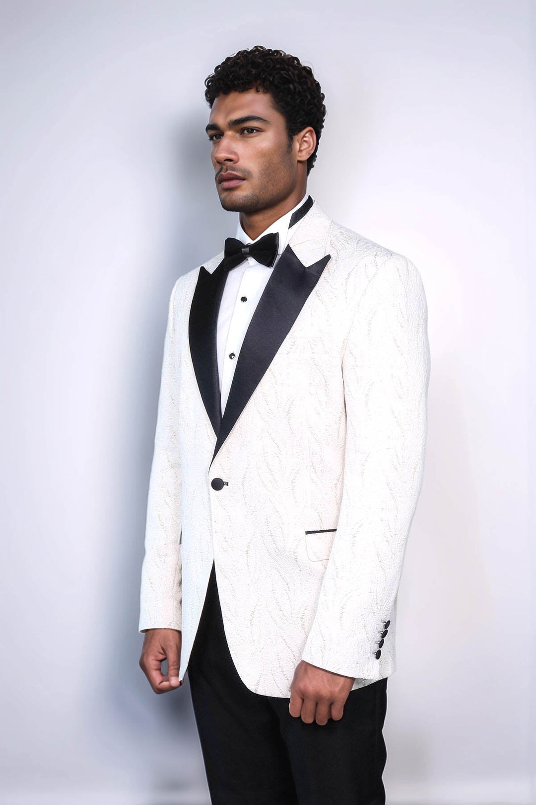 Blazer de fiesta para hombre blanco brillante con estampado - Wessi