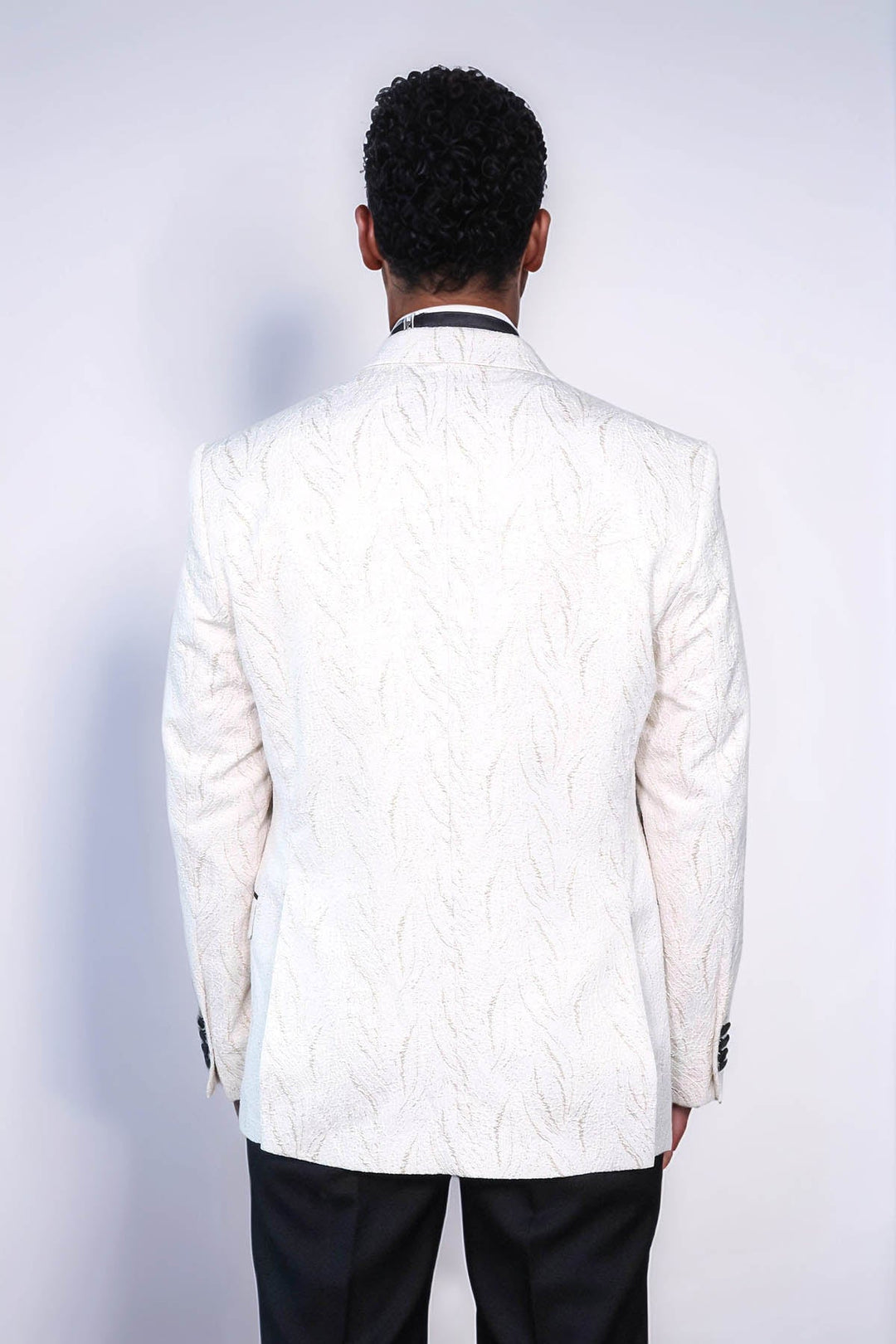 Blazer de fiesta para hombre blanco brillante con estampado - Wessi