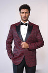 Blazer de fiesta para hombre en color burdeos, ajustado y estampado - Wessi