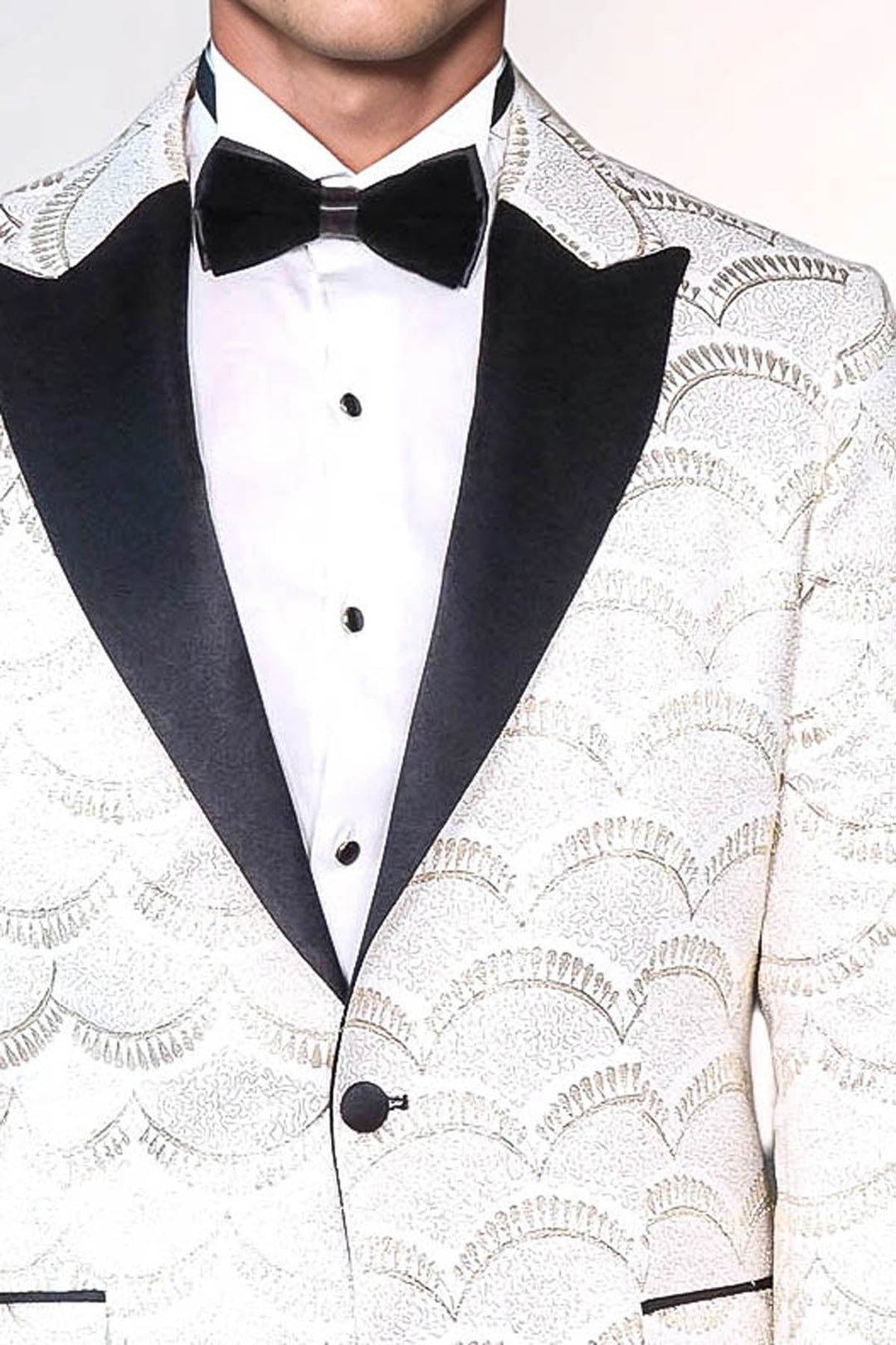 Blazer de fiesta ajustado con estampado blanco para hombre - Wessi