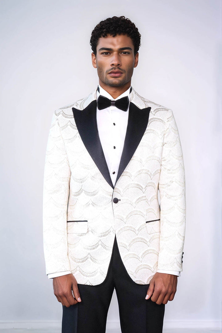Blazer de fiesta ajustado con estampado blanco para hombre - Wessi