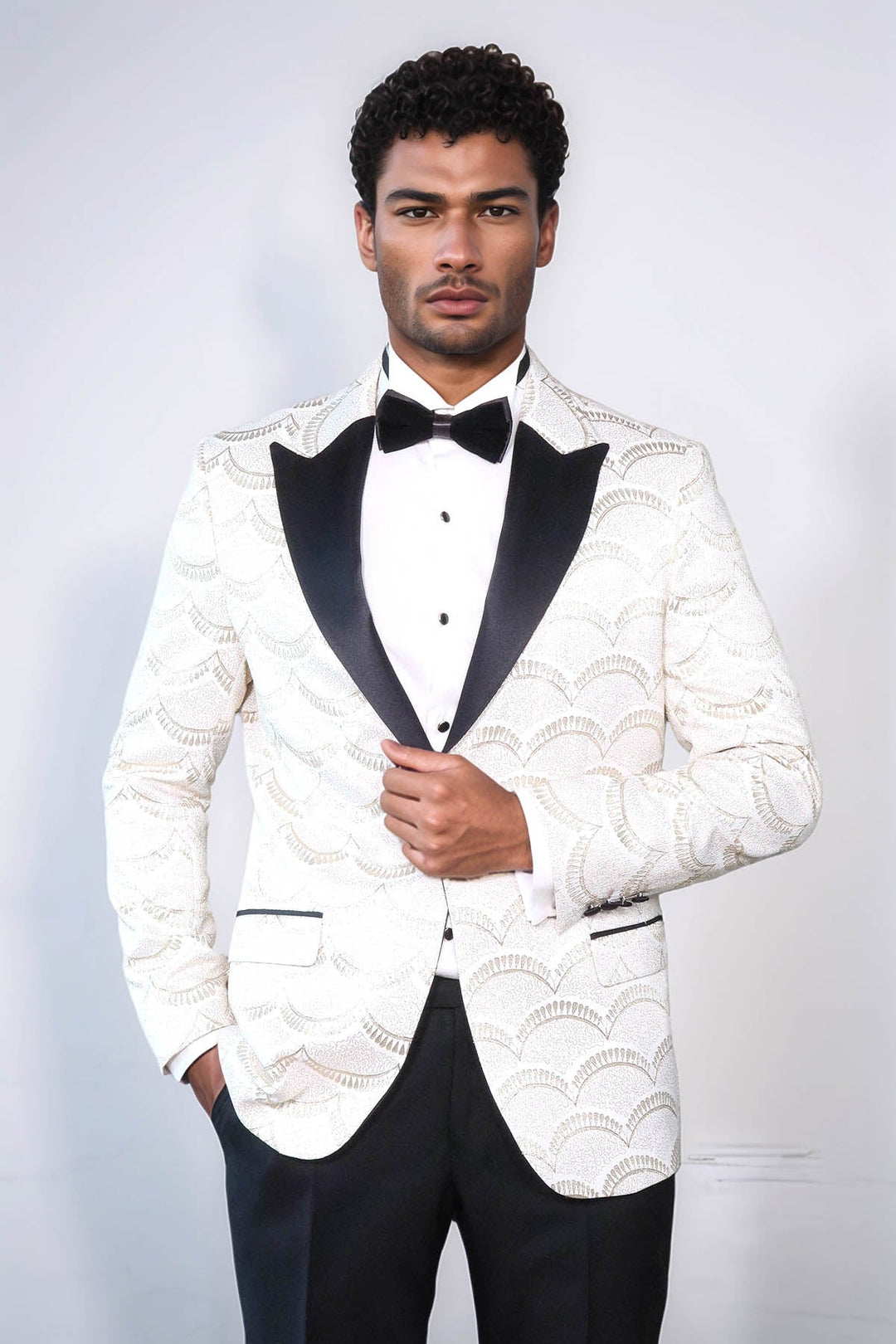 Blazer de fiesta ajustado con estampado blanco para hombre - Wessi