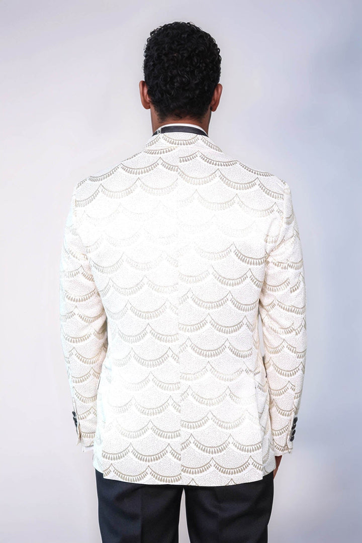 Blazer de fiesta ajustado con estampado blanco para hombre - Wessi