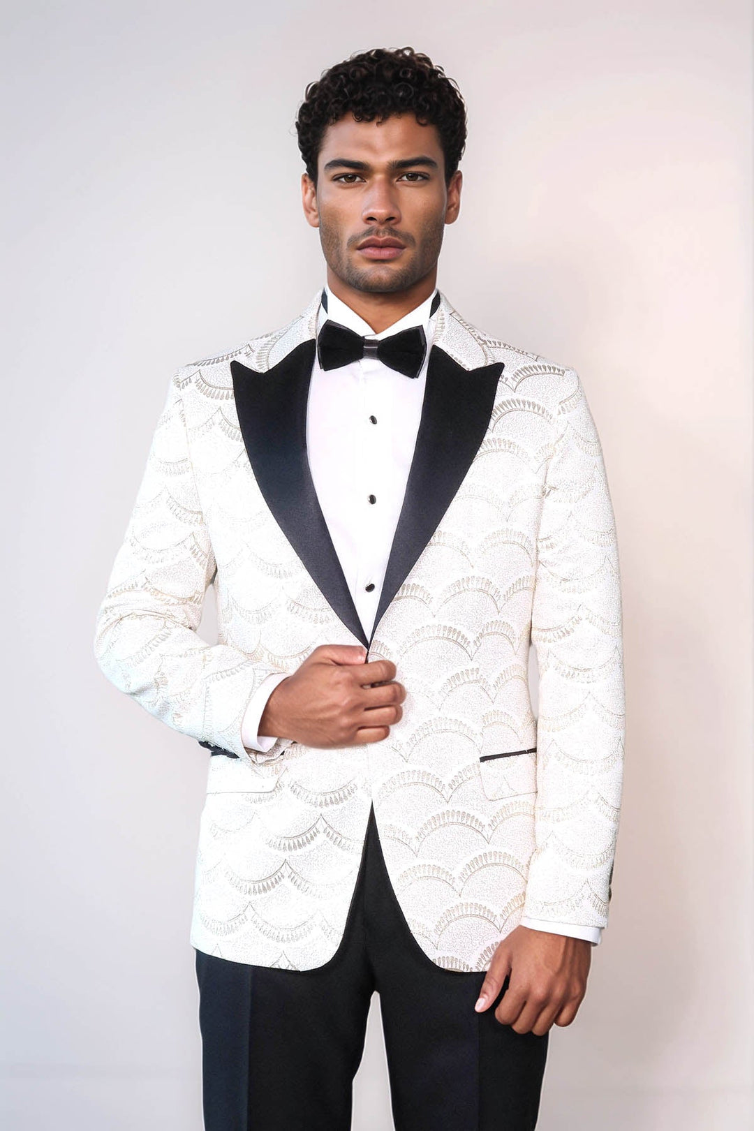 Blazer de fiesta ajustado con estampado blanco para hombre - Wessi