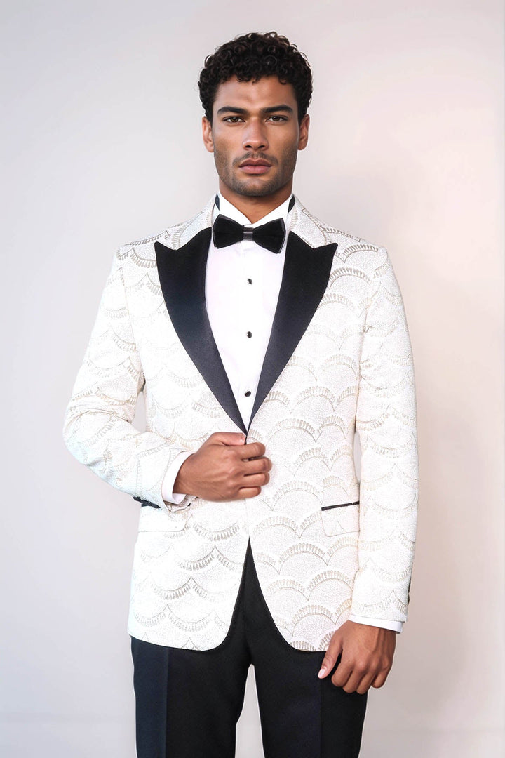 Blazer de fiesta ajustado con estampado blanco para hombre - Wessi