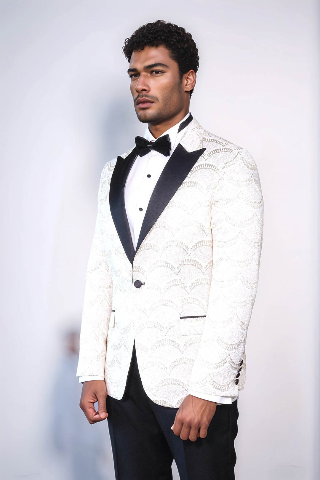 Blazer de fiesta ajustado con estampado blanco para hombre - Wessi